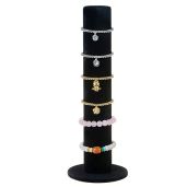 TENINYU Velvet Jewelry Display Stand - Vertical Tower for Bracelets & Scrunchies (Black) - Stylish T-Bar Holder