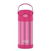 THERMOS FUNTAINER 12oz Pink Water Bottle with Straw - Kids Stainless Steel Vacuum Insulated Design