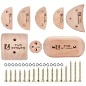 Two Stones Wooden Rock Climbing Holds for Kids & Adults | Screw-On Hand Holds Set for Home Gyms