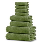 8-Piece Extra Large Cotton Towel Set - Quick Dry, Super Absorbent Bath Towels in Green for Ultimate Bathroom Comfort