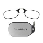 ThinOptics Keychain Reading Glasses Set - Stylish Black Frames & Silver Case, Perfect for On-the-Go Vision