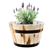 Thirteen Chefs Villa Acacia 11-Inch Round Wooden Planter for Outdoor Gardens - Perfect for Plants & Flowers