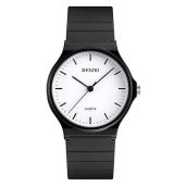 Stylish Tonnier Analog Watch for Men & Women - Black Resin Band & White Face Design