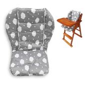Twoworld Baby High Chair Cushion - Thick, Breathable Gray Clouds Seat Liner for Comfort & Support