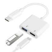USB C OTG Adapter with Power: 2-in-1 USB C to USB Female for iPhone 15, iPad Pro, Galaxy S24/S23/S22, Pixel 8 & Chromecast