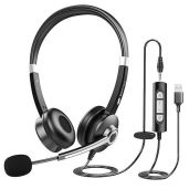 USB Computer Headset with Noise Cancelling Mic for Laptop & PC - Ideal for Office, Zoom, & Telework