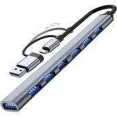 VIENON 7-Port USB Hub 3.0 - Aluminium USB C Hub for MacBook, PS4, PS5, Surface Pro & More