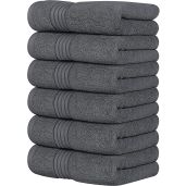 Utopia 6-Piece Premium Hand Towels Set - 100% Cotton, Lightweight & Absorbent for Home, Travel & Spa (Grey, 16x28 inches)