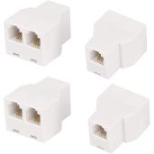 Uvital RJ11 6P4C Telephone Splitters - 1 Female to 2 Female Landline Connectors (White, 4 Pack) for Easy Phone Line Sharing