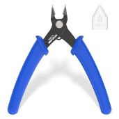 VCELINK 5-Inch Precision Flush Cutter Pliers for Electronics, Jewelry & 3D Printing - Spring-Loaded Diagonal Cutters