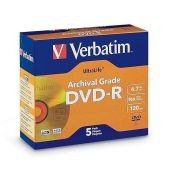 Verbatim DVD-R 4.7GB 16X UltraLife Gold - Archival Grade 5pk with Branded Surface & Hard Coat