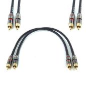 WJSTN 1ft RCA to RCA Cable - Double Shielded Stereo Audio Cable for Speakers, AMP, Turntable & Home Theater (2-Pack)