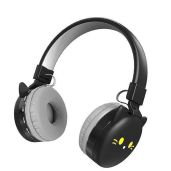 YLFASHION Black Cat Wireless Headphones for Kids - Stereo FM Over-Ear Headset (Model YLFS-09BT)