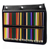 YOUSHARES 3 Ring Pencil Case - 54 Slot Organizer for Colored Pencils & Pens, Fits Standard Binders - Black
