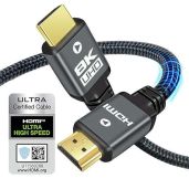 Yauhody 8K HDMI 2.1 Cable 10ft - Ultra High Speed, Heavy Duty, Supports 8K@60Hz, 4K@144Hz, eARC & Dynamic HDR