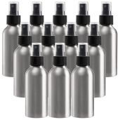 12 Pack 4 Oz Fine Mist Spray Bottles - Reusable Aluminum Travel & Cosmetic Containers for Perfume, Toner, Essential Oils