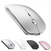 ZERU Rechargeable Bluetooth Mouse for MacBook Pro & PC - Wireless Silver Mouse for Laptops