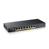 ZyXel 8-Port PoE Switch GS1915-8EP: Managed Gigabit Ethernet with 60W PoE+, Nebula Cloud, Desktop/Wall Mount