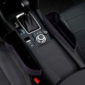 Car Seat Side Drop Organizer with Cup Holder & Charging Ports - 2PC Gap Filler for Console Storage
