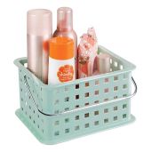 "iDesign Spa BPA-Free Stackable Basket with Handle - Mint, 9.25" x 7" x 5" for Organized Storage"