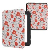 KWMobile Case for Barnes & Noble Nook Glowlight 4/4e - Stylish Poppy Red/Green/Beige eReader Cover