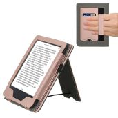 KWMobile Rose Gold Faux Nubuck Leather Case for Kobo Clara 2E & Tolino Shine 4 - Stylish E-Reader Flip Cover