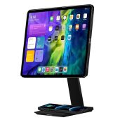 pitaka iPad Magnetic Stand Adjustable iPad Stand for Desk  iPad Holder Stand with 15W Smartphone Wireless Charging Base, Compatible with All Tablets &amp; MagEZ Case 2 for iPad Pro/Air