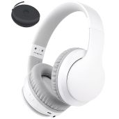 rockpapa E7 Over Ear Wireless Bluetooth Headphones with Mic Include Travel Case, Foldable Wired/Wireless Headphones with Microphone for Kids Childrens Boys Girls Teen Youth Adult White Grey