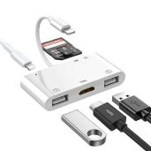 Rosyclo 6-in-1 Lightning Hub iPad Adapter: HDMI, Card Reader & USB for iPhone/iPad - Fast Power Delivery